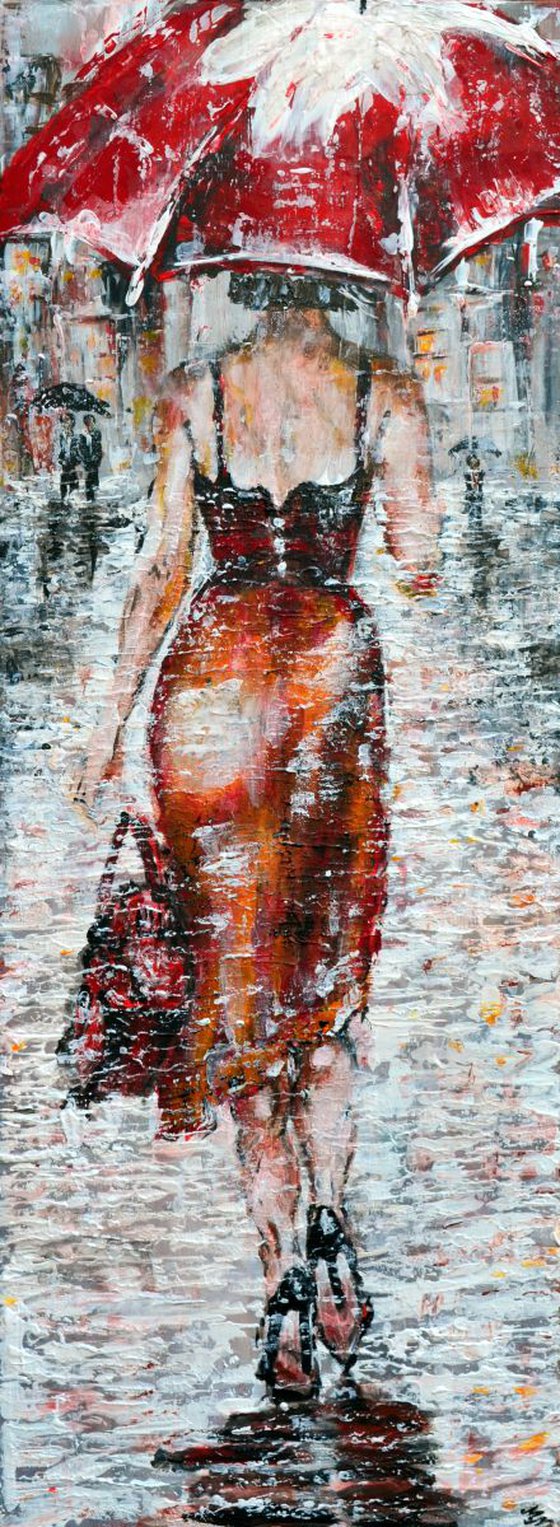 Lady in Red - Long Deep Edge Canvas Ready to Hang