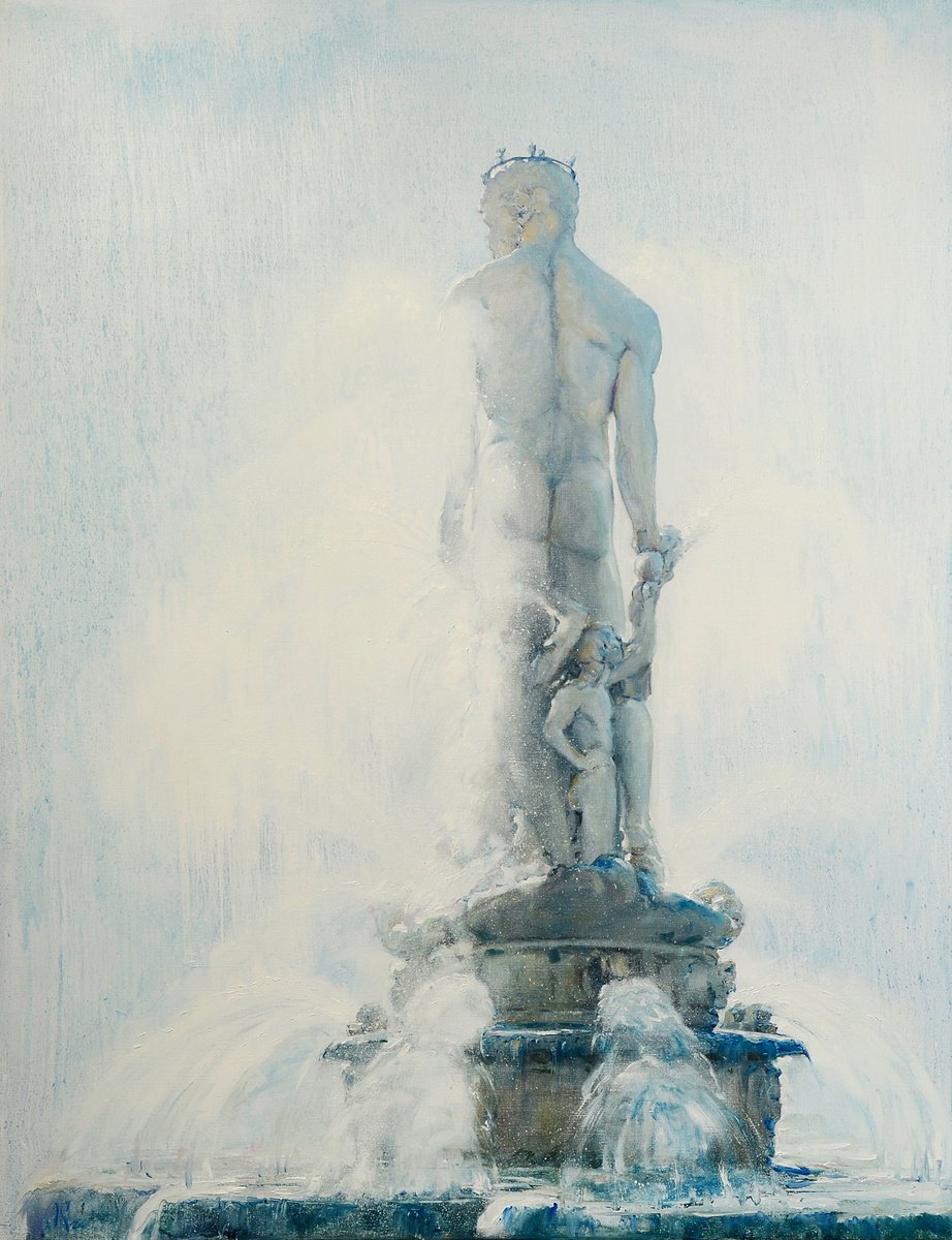 Urban And Pop Oil Painting , Fountain Neptuno By Oleg Kateryniuk, 39 X 51, Artwork For Sale On Artfinder