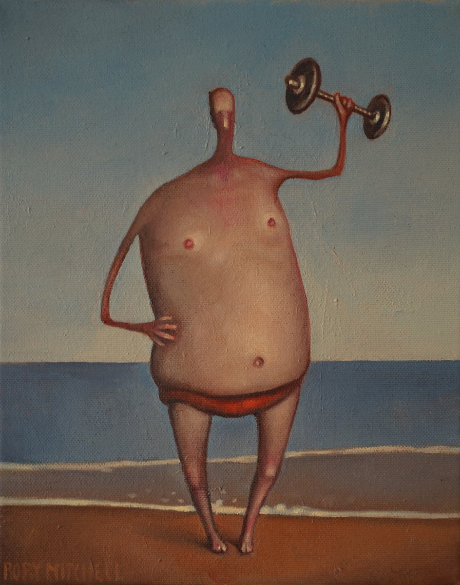 Naive Portrait Oil Painting By Rory Mitchell, 9 X 11", The Bampot, Original Artwork