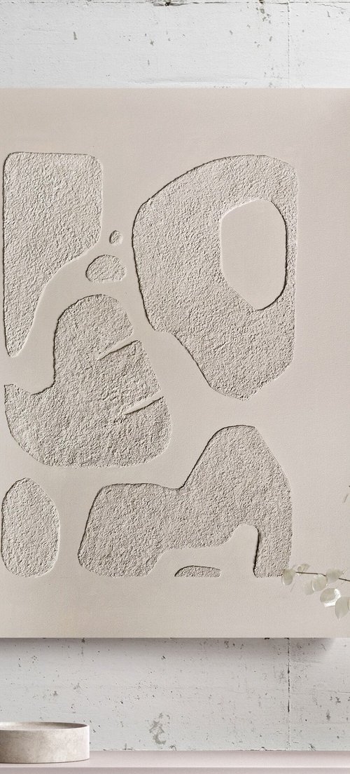 "Cream bay 6" High textured cream art by Marine