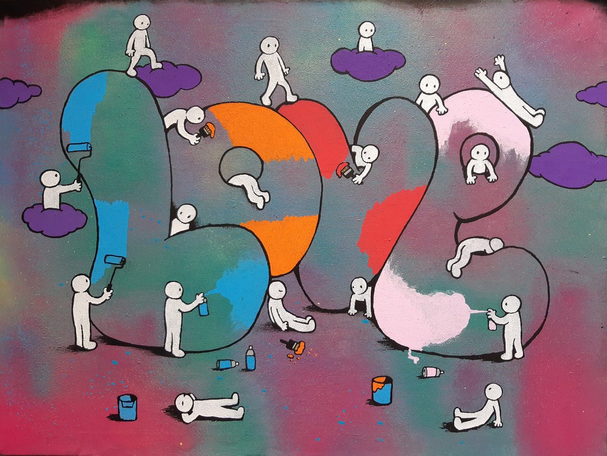 Urban And Pop Abstract Painting By Ross Hendrick, 24 X 18", Painting The Love, Original Artwork