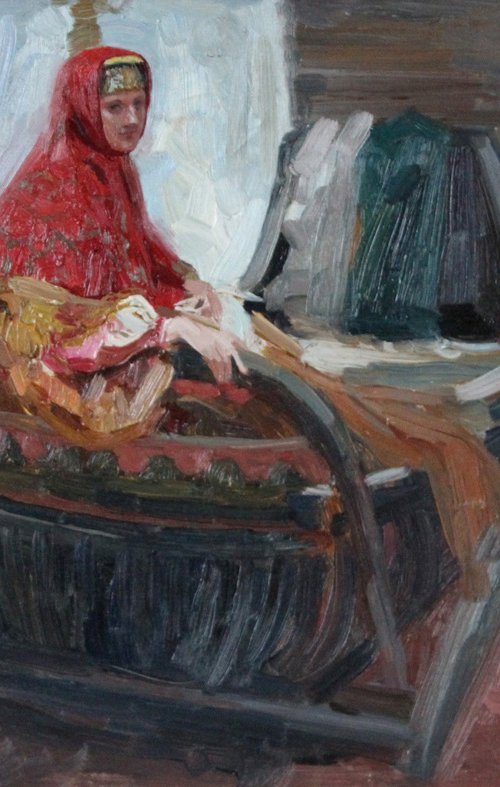 Girl in Russian costume by Simon Kozhin