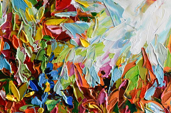 Flower burst - Original Abstract Floral Painting, Palette knife Art, Textured Wall Art Canvas