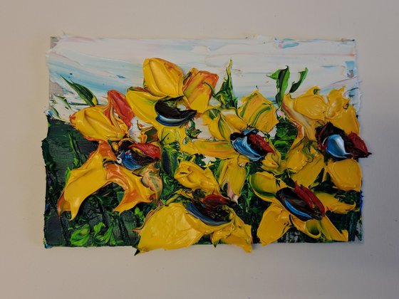 Sunflower impasto art