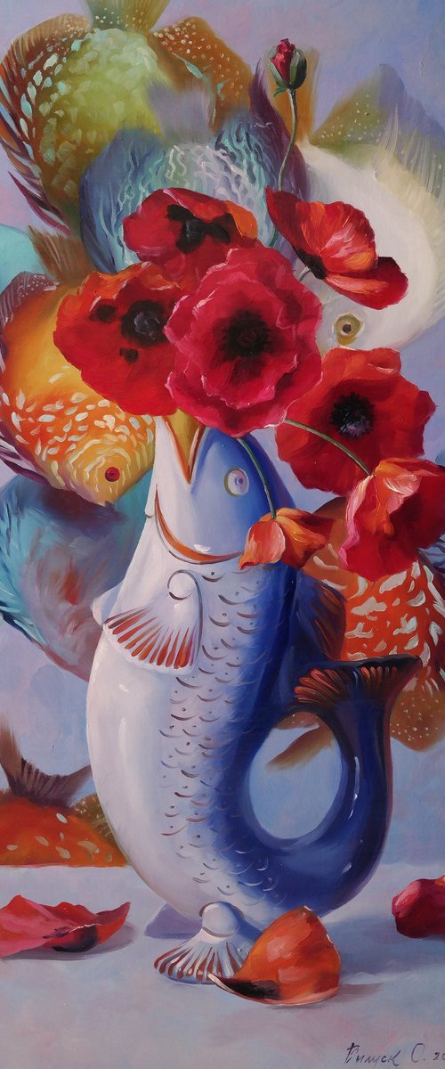 "Still life with poppies" by Lena Vylusk