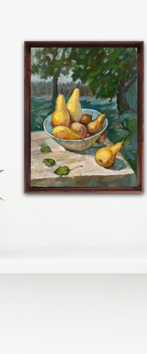 Summer pears in a garden by Roman Sergienko