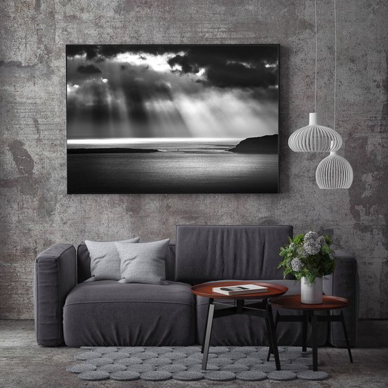 A Silver Song - Black and White Seascape 60 x 40 inches Canvas