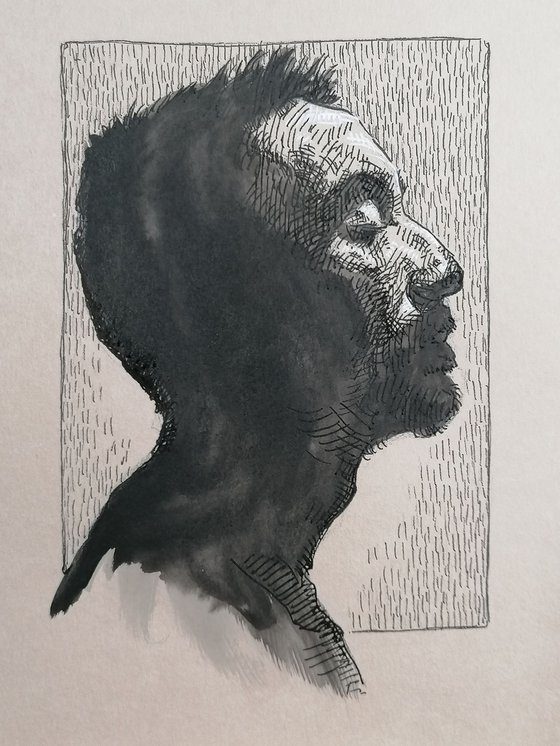 Portrait of man, man portrait, portrait on paper