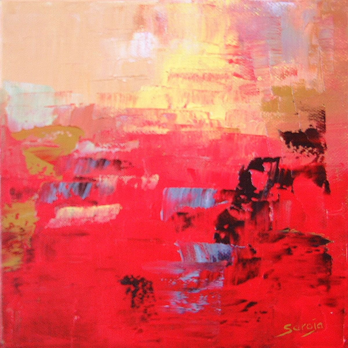 Red Reflexions Ref1079-20Q By Saroja Van Der Stegen, 9 X 9, Artwork For Sale On Artfinder