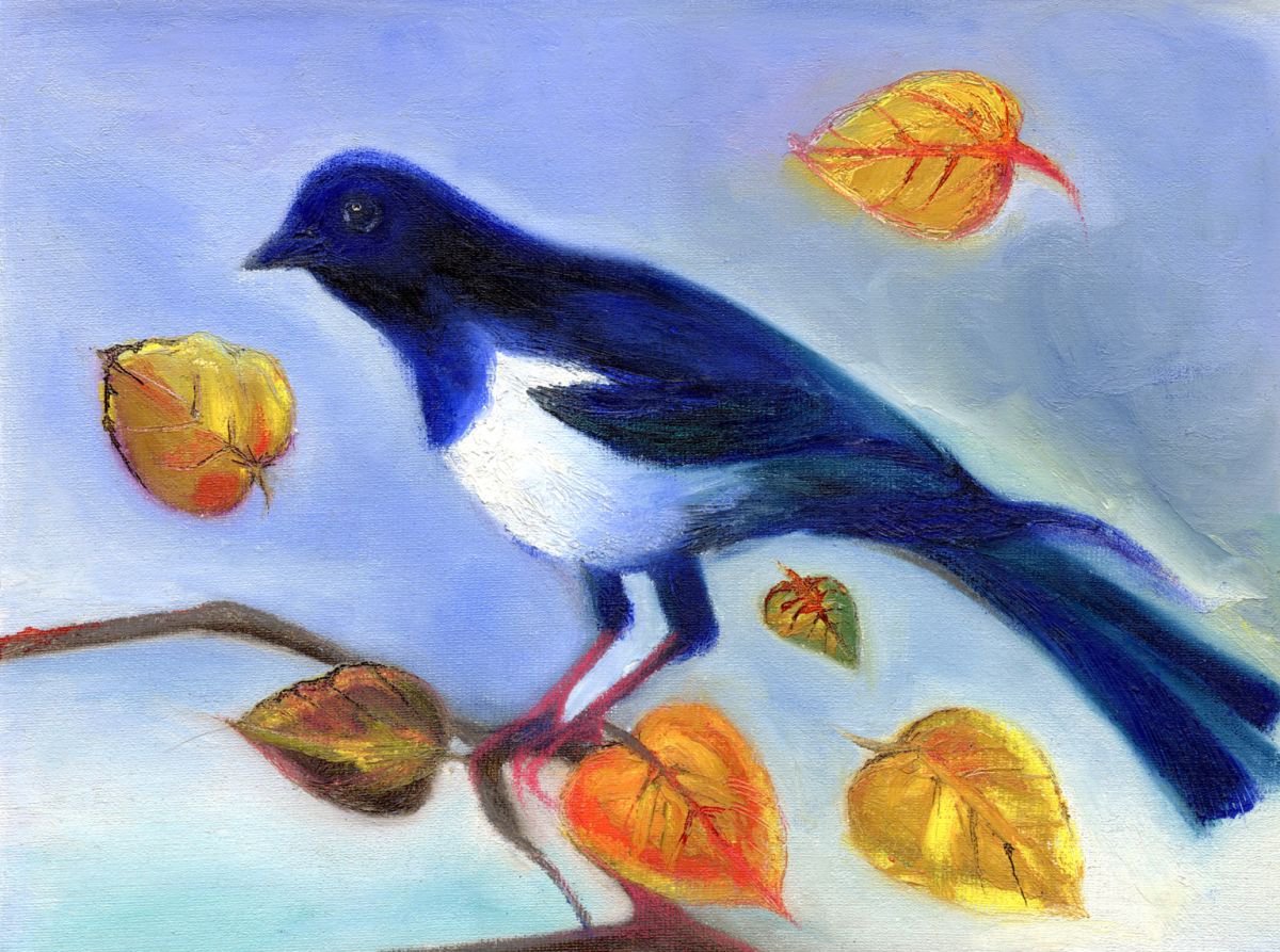 Autumn Magpie by Nancy M Chara