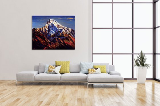 Annapurna Mountains painting art Everest Mountain Himalayas Nepal