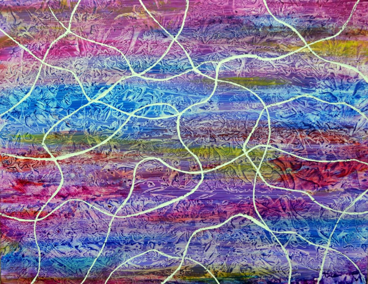 Entangled Original modern colorful abstract painting Gift art. by Manjiri Kanvinde