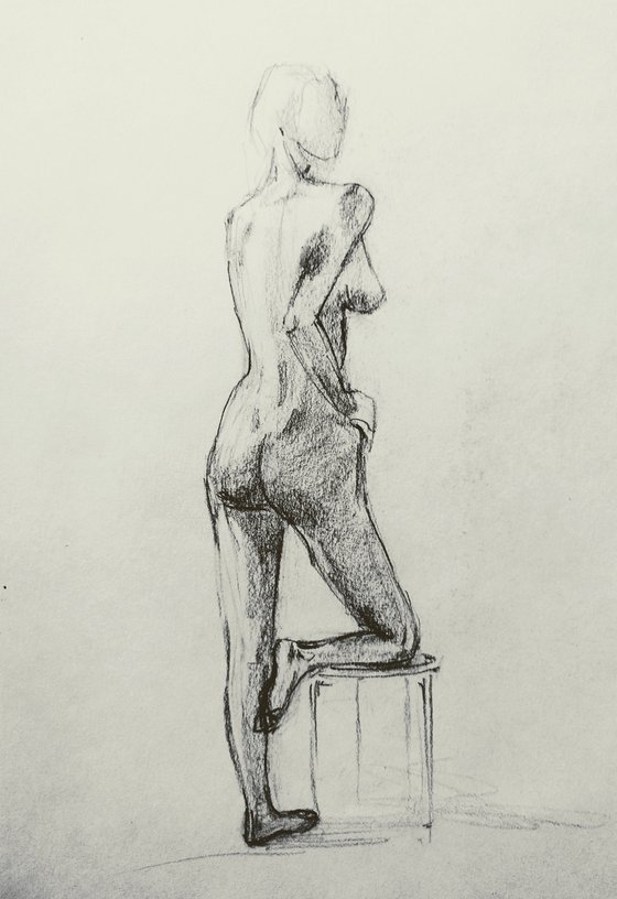 Nude. Original pencil drawing.