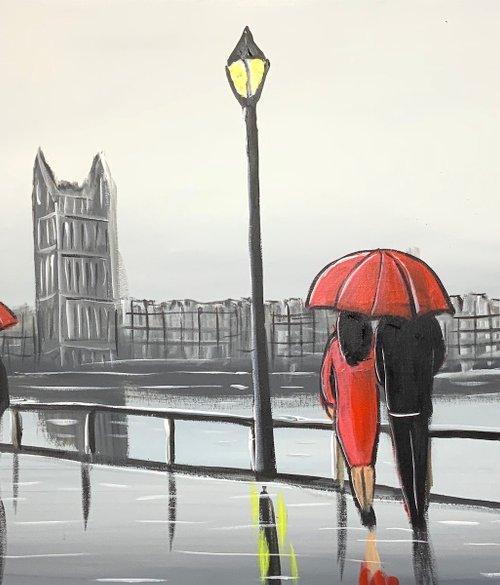 red London Umbrellas by Aisha Haider