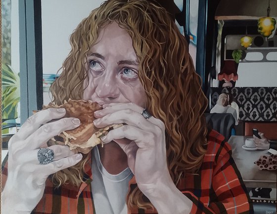 Loaded sandwich on brown