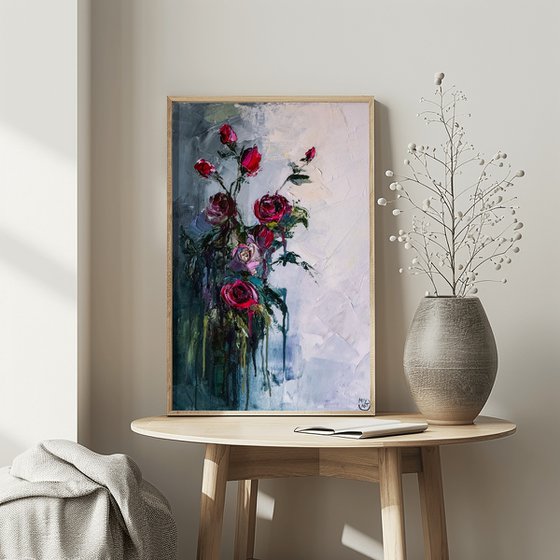 Red Rose Palette Knife Art