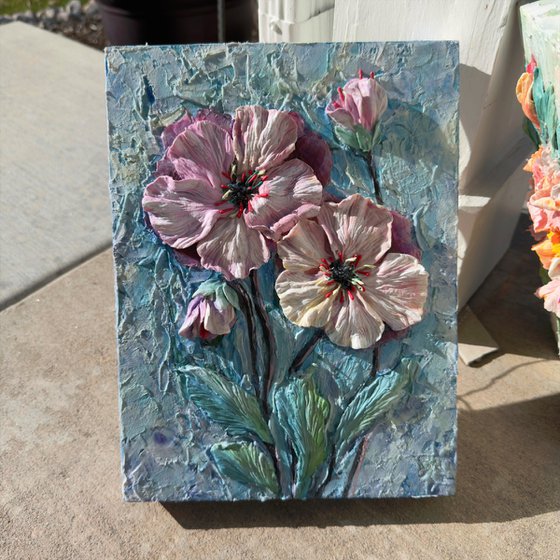 Blush Awakening Sculptural Floral Relief