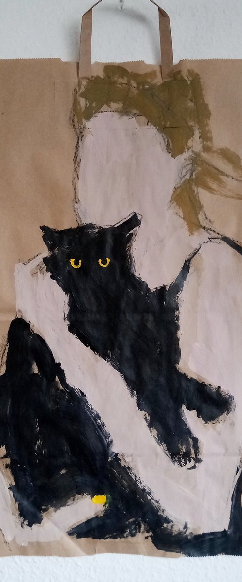 #43/24 Girl with black cat by Valerie Lazareva