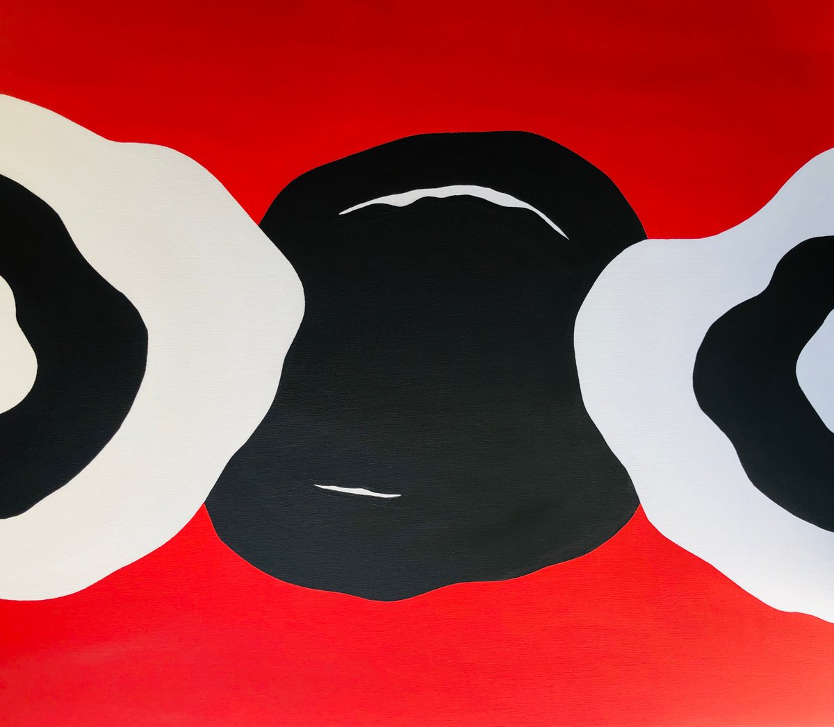 Love abstract geometric. Red black white acrylic on canvas by Nataliia Krykun