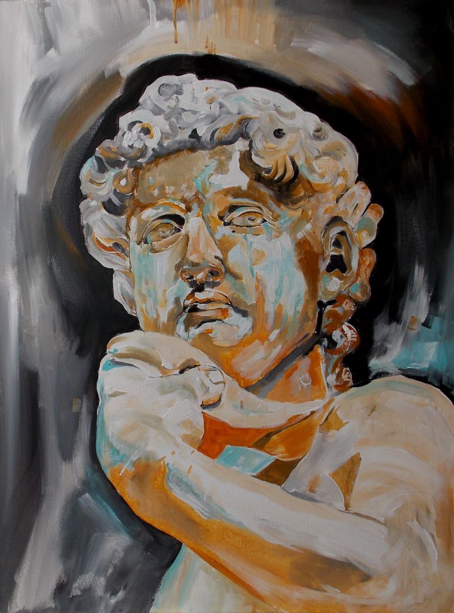 Impressionistic Portrait Acrylic Painting By Maria Paunova, 24 X 31", David, Original Artwork