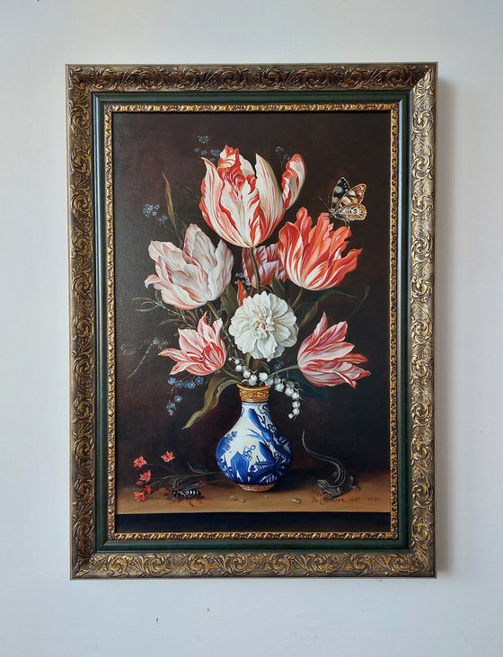Still Life of Tulips in Vase