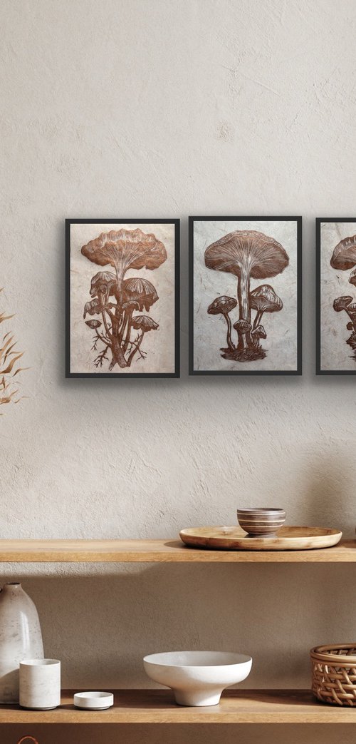 Copper Fungi Triptych by Amy Cundall