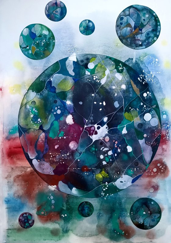 Floating 2 , grey planet