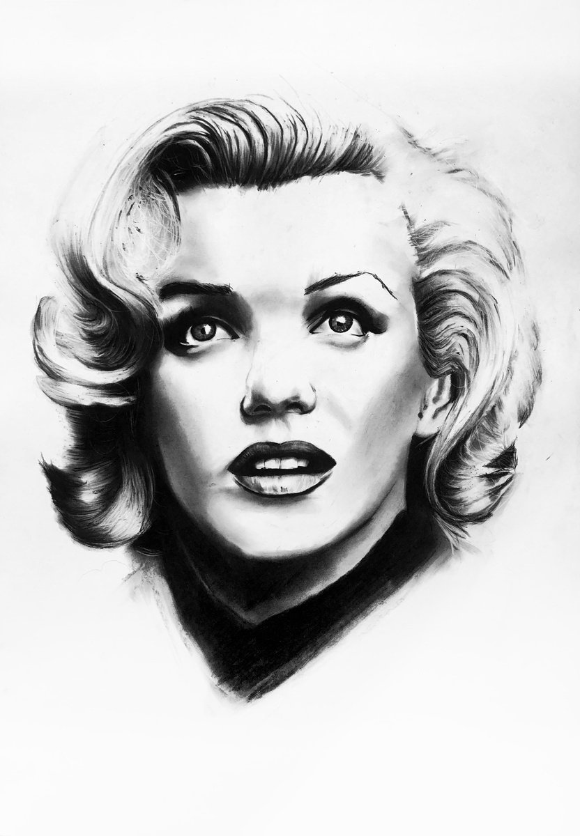 Photorealistic Charcoal Drawing , Marilyn By Denny Stoekenbroek, 17 X 23, Artwork For Sale On Artfinder