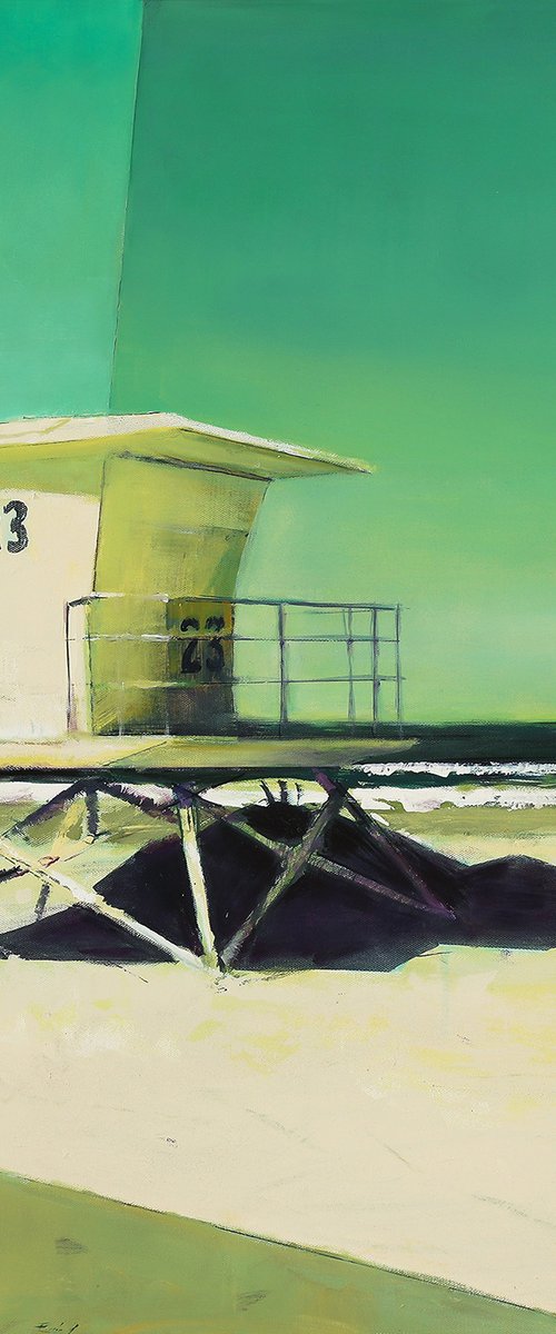Beach Lifeguard Tower # 23 30x30 inch 76x76cm by Bo Kravchenko by Bo Kravchenko
