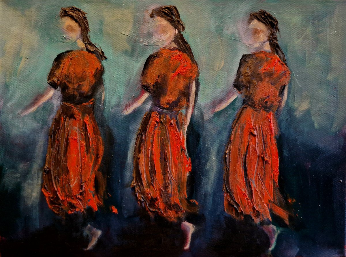 Expressive Portrait Oil Painting By Leezee Lee ( Georgiana L. Nicolae), 16 X 12", Dissociation, Original Artwork