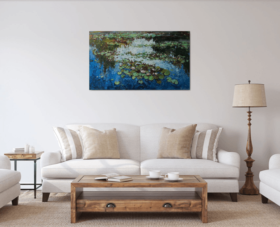 White Water Lilies - Impasto Original Oil painting