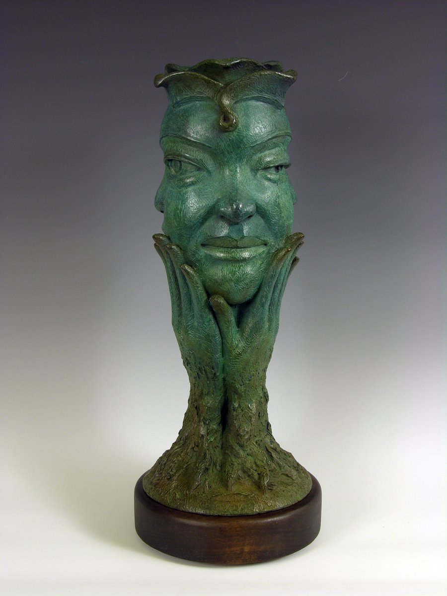Surrealistic Portrait Bronze Sculpture By Tomoaki Orikasa, 8 X 18", Oracle, Original Artwork