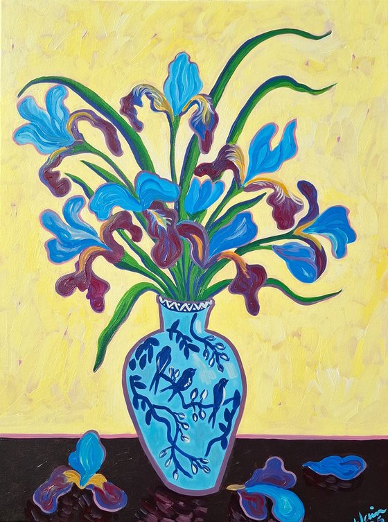 Irises in a Chinese Vase 8