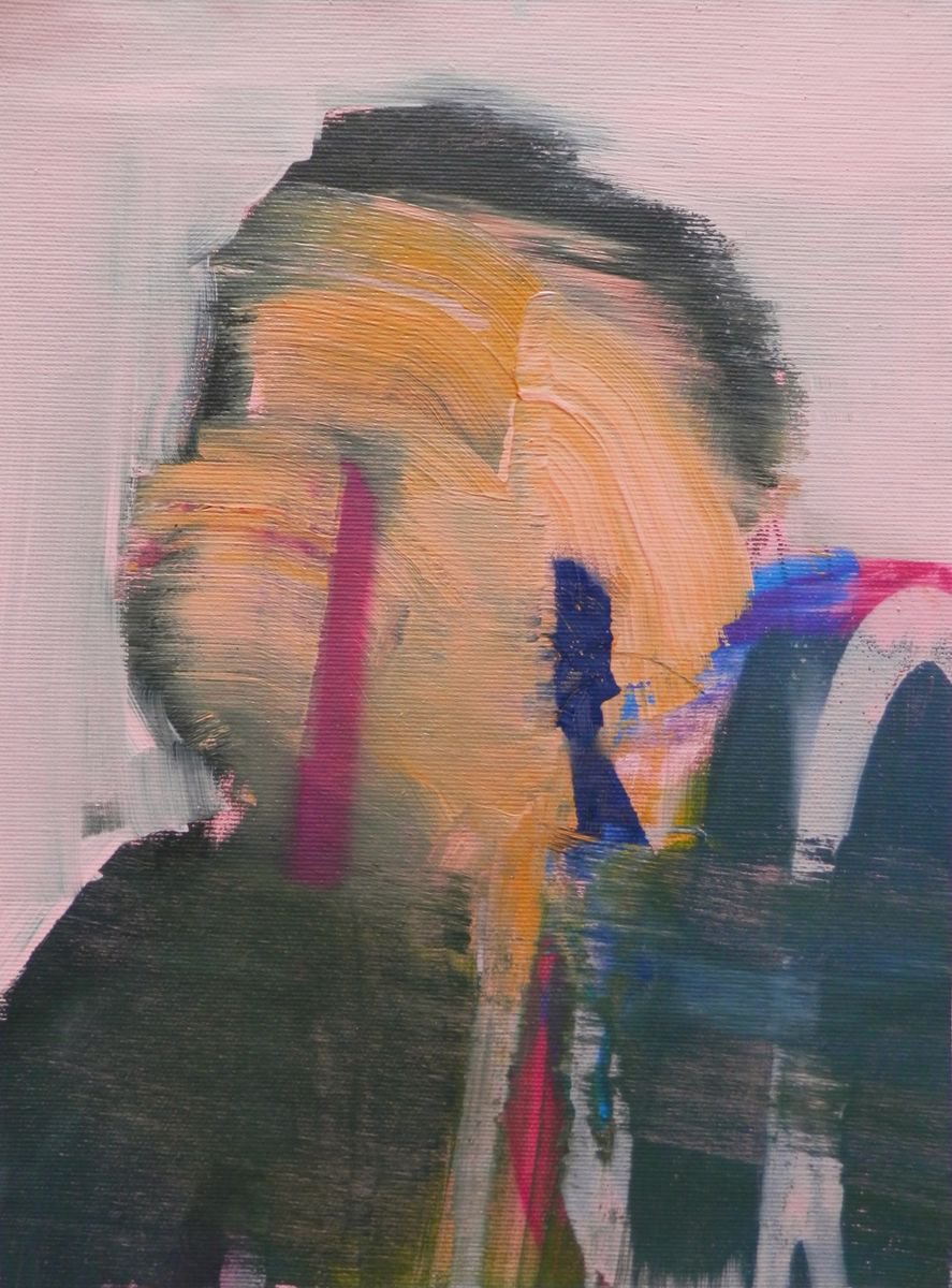 Urban And Pop Portrait Acrylic Painting By Milos Hronec, 8 X 11", Basement 4, Original Artwork