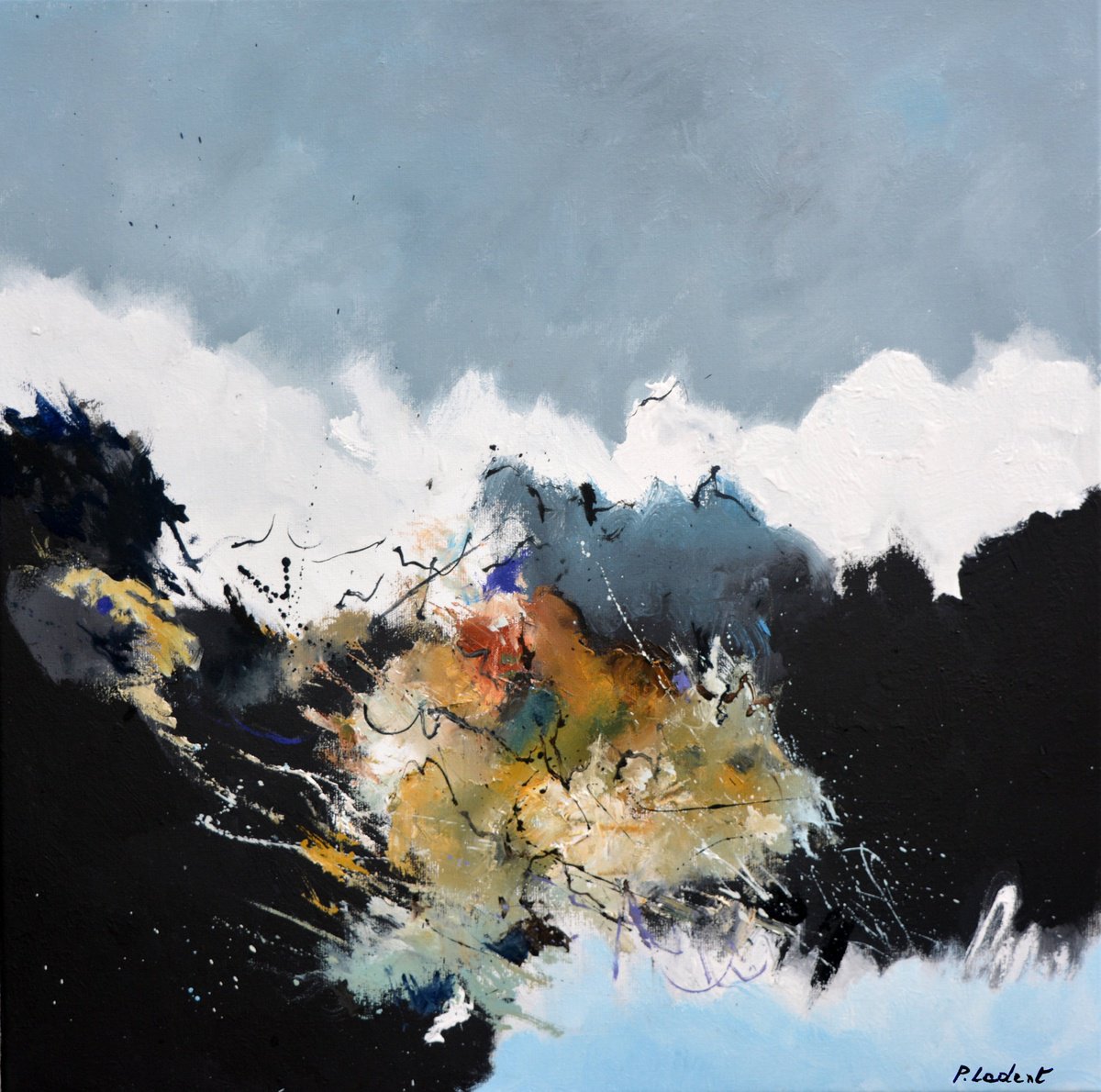 Abstract Oil Painting By Pol Henry Ledent, 28 X 28", Neos, Original Artwork