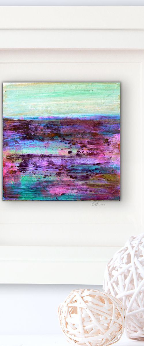 Framed ready to hang mini original abstract landscape by Carolynne Coulson
