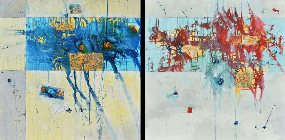 Geometric Oil Painting , Take On The World, Breaking Free By Cynthia Ligeros, 96 X 48, Artwork For Sale On Artfinder
