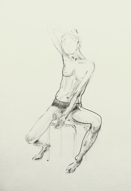Erotic portrait. Original pencil drawing