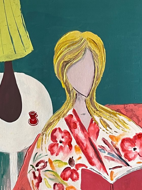 Woman Cat Original Painting