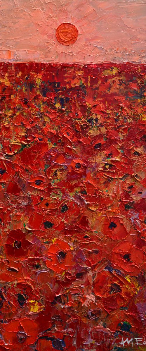 ABSTRACT FIELD OF POPPIES AT SUNSET by ANA MARIA EDULESCU