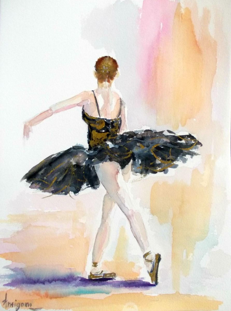 Ballerina 13- Original ballet watercolor painting by Antigoni Tziora