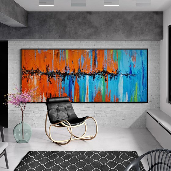Sunset on the Boulevard 240cm x 100cm Textured Abstract Art