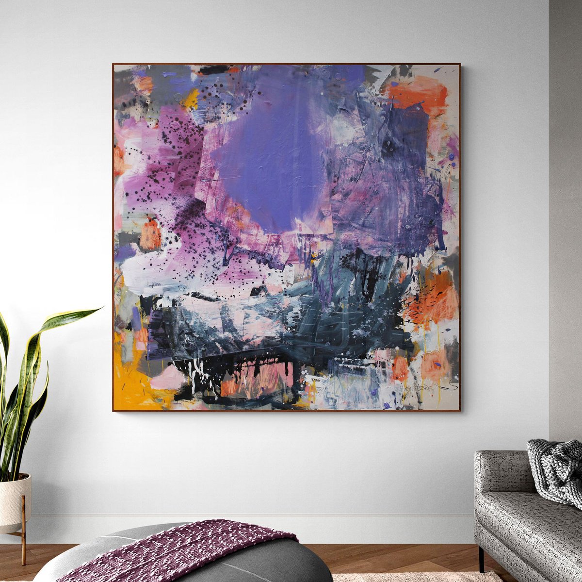 Expressive Abstract Painting By Daniela Schweinsberg, 63 X 63, Even Nice Girls Can Make A Mess, Original Artwork