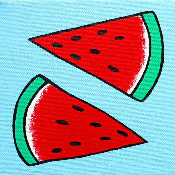 Watermelon Pop Art Painting On Miniature Canvas