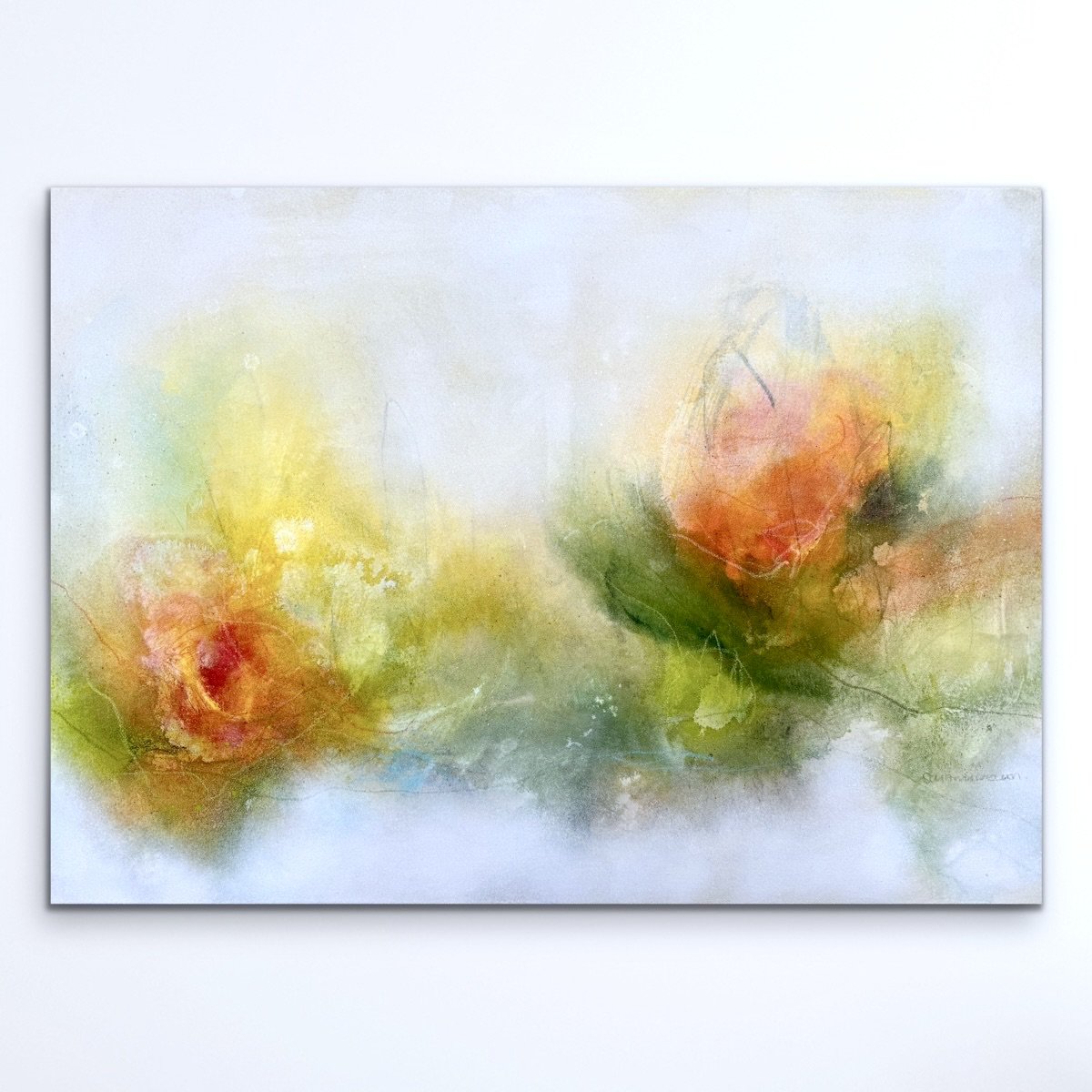 Abstract Landscape Acrylic Painting By Kirsten Schankweiler, 28 X 20", Blooming Dreams No. 1, Original Artwork