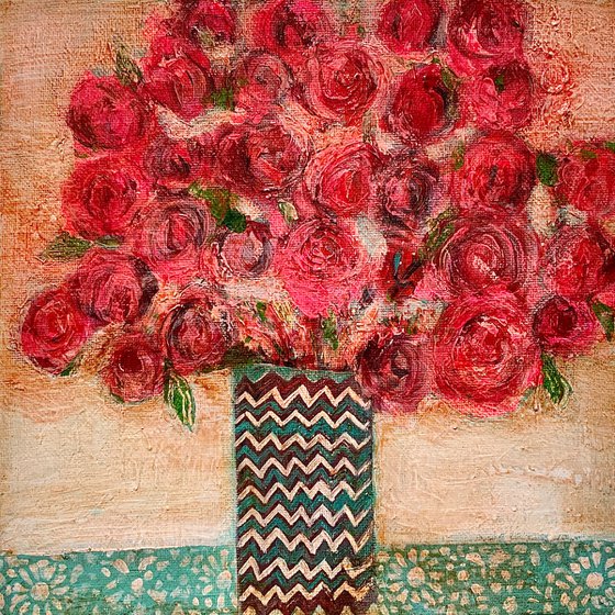 Vintage Pink Roses, floral, flowers, 25x25cm