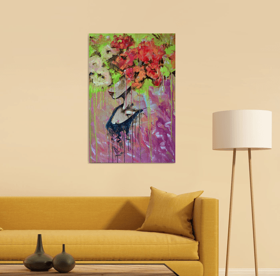 Flowers In My Mind - Original Painting on Canvas Ready to Hang