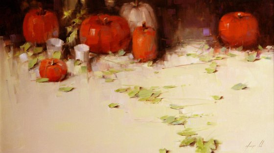 Still  Life with Pumpkins Original oil Painting Large size Framed