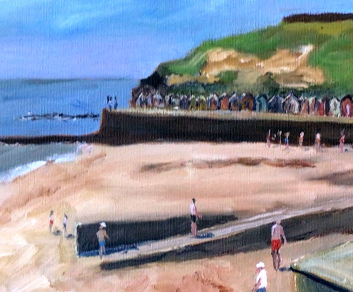 St Mildred's Bay, Westgate. A sunny day at the beach, oil painting.