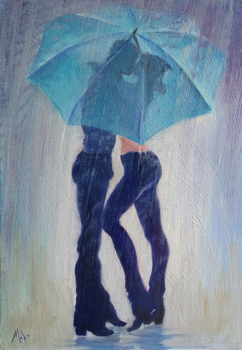 Expressive Portrait Oil Painting By Isabel Mahe, 21 X 28, Love Story, Original Artwork